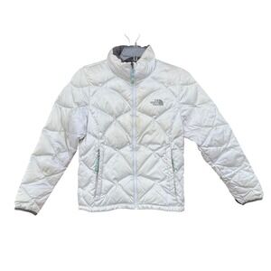 The North Face Womens Down Puffer Jacket White ALIS 550 Ski Athleisure Size M